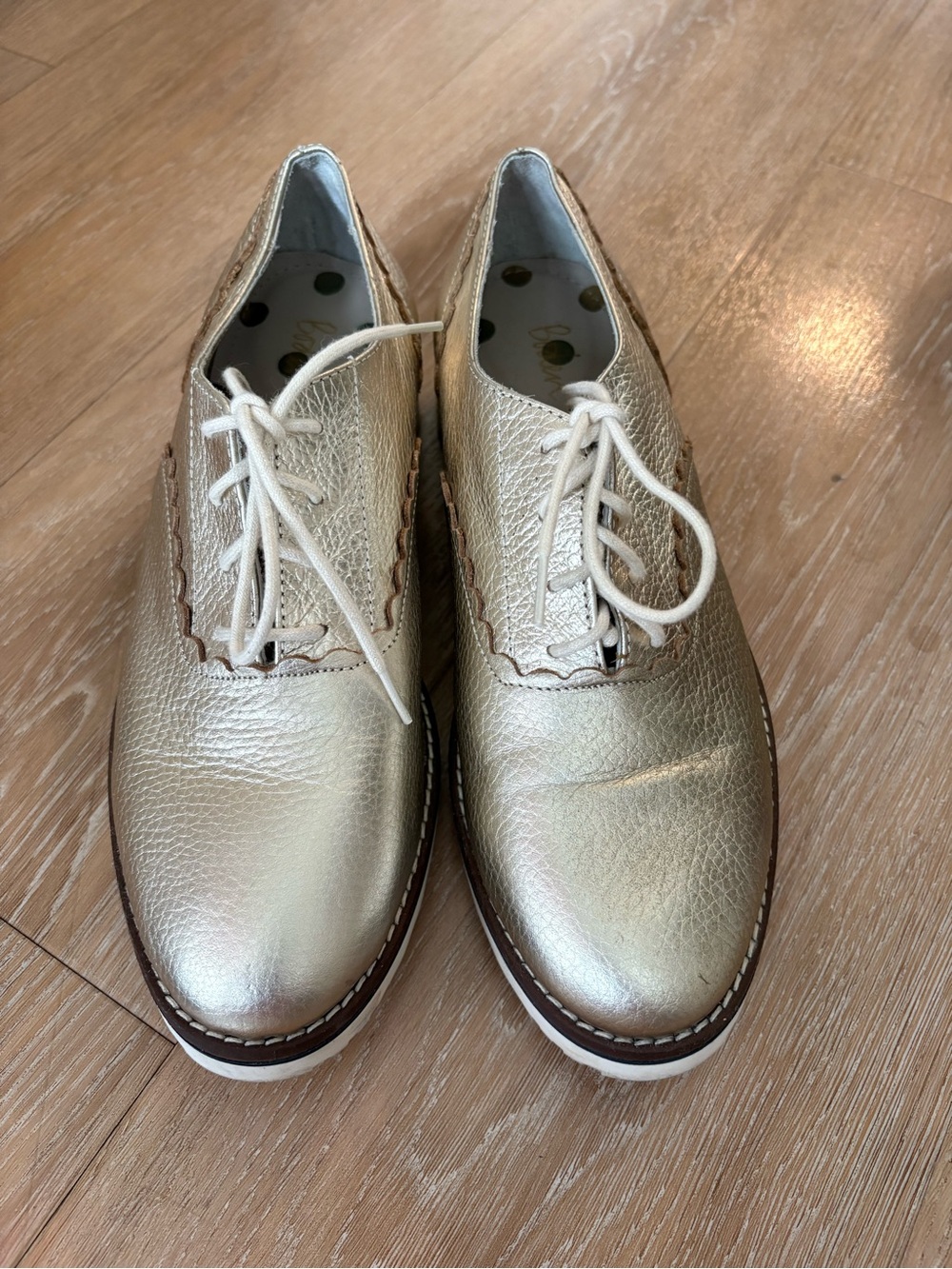 Boden Metallic Gold Lace-Up Women's Oxfords Sz 38